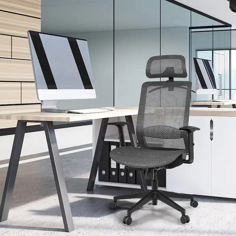 Ergonomiczny Fotel Biurowy Siatkowy z Wysokim Oparciem i Funkcją Odchylania