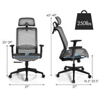Ergonomiczny Fotel Biurowy Siatkowy z Wysokim Oparciem i Funkcją Odchylania