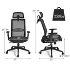 Ergonomiczny Fotel Biurowy Siatkowy z Wysokim Oparciem i Funkcją Odchylania