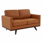 Nowoczesna sofa skórzana Chester dwuosobowa z podstawą z drewna brzozowego do salonu, sypialni, ogrodu, poczekalni - 58.27