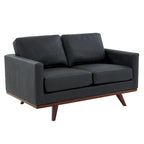 Nowoczesna sofa skórzana Chester dwuosobowa z podstawą z drewna brzozowego do salonu, sypialni, ogrodu, poczekalni - 58.27