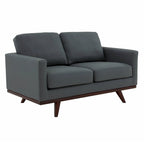 Nowoczesna sofa skórzana Chester dwuosobowa z podstawą z drewna brzozowego do salonu, sypialni, ogrodu, poczekalni - 58.27