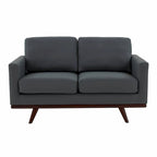 Nowoczesna sofa skórzana Chester dwuosobowa z podstawą z drewna brzozowego do salonu, sypialni, ogrodu, poczekalni - 58.27