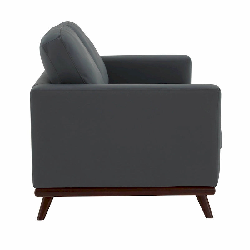 Nowoczesna sofa skórzana Chester dwuosobowa z podstawą z drewna brzozowego do salonu, sypialni, ogrodu, poczekalni - 58.27