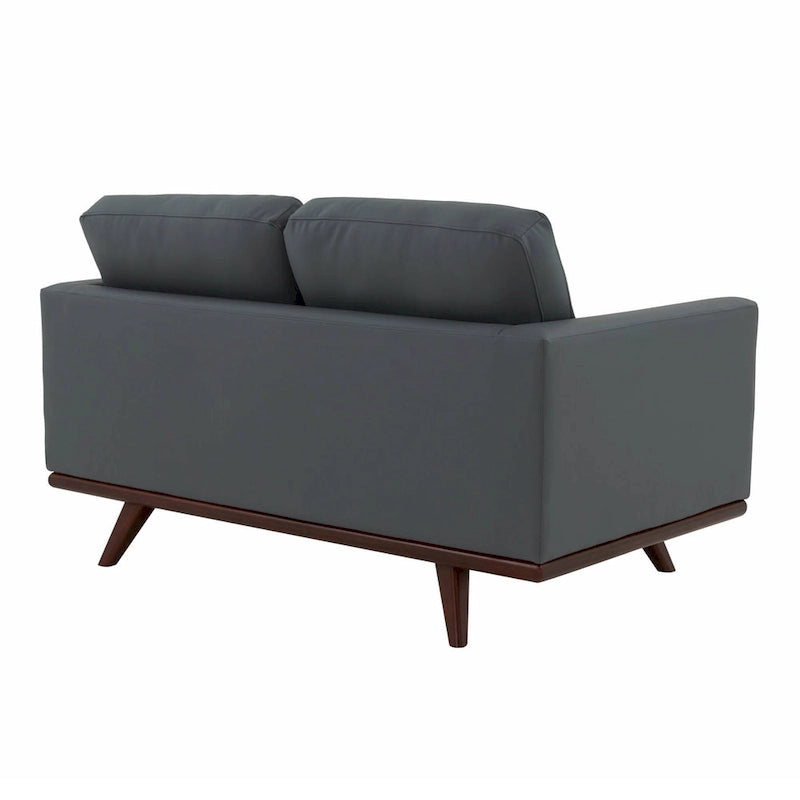 Nowoczesna sofa skórzana Chester dwuosobowa z podstawą z drewna brzozowego do salonu, sypialni, ogrodu, poczekalni - 58.27