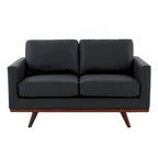 Nowoczesna sofa skórzana Chester dwuosobowa z podstawą z drewna brzozowego do salonu, sypialni, ogrodu, poczekalni - 58.27
