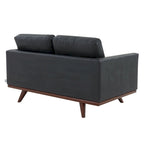 Nowoczesna sofa skórzana Chester dwuosobowa z podstawą z drewna brzozowego do salonu, sypialni, ogrodu, poczekalni - 58.27