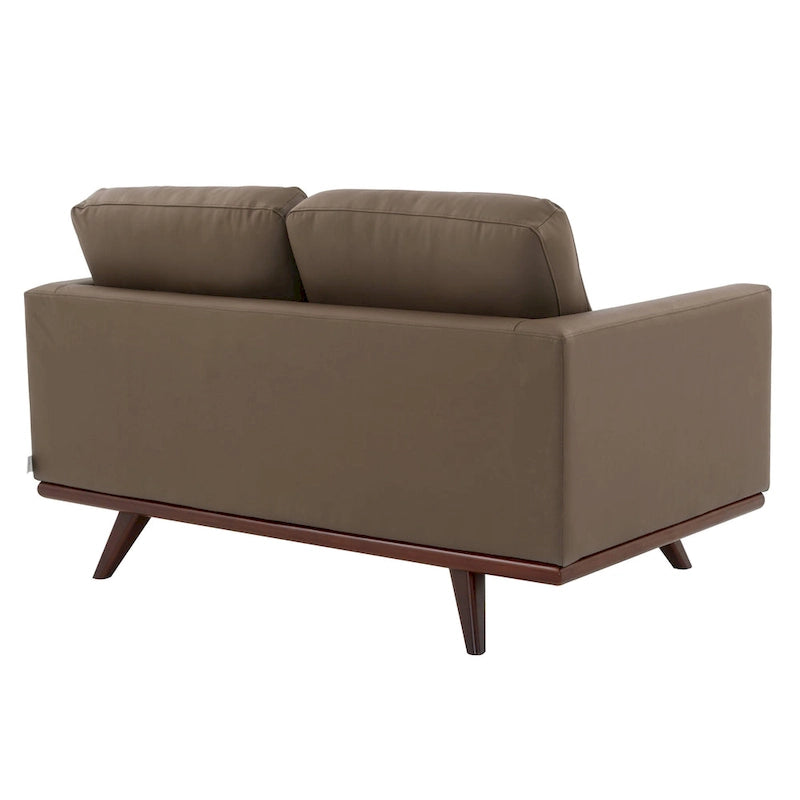 Nowoczesna sofa skórzana Chester dwuosobowa z podstawą z drewna brzozowego do salonu, sypialni, ogrodu, poczekalni - 58.27