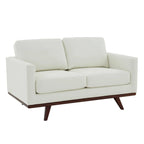 Nowoczesna sofa skórzana Chester dwuosobowa z podstawą z drewna brzozowego do salonu, sypialni, ogrodu, poczekalni - 58.27