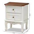 Baxton Studio Darlene Classic and Traditional French White and Cherry Brown Finished Wood 2-Drawer End Table