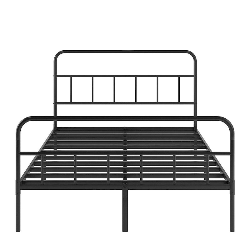Metalowa Rama Łóżka Platformowego Queen Size z Zagłówkiem, Nie Wymaga Sprężyn Skrzyniowych