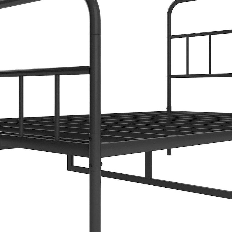 Metalowa Rama Łóżka Platformowego Queen Size z Zagłówkiem, Nie Wymaga Sprężyn Skrzyniowych