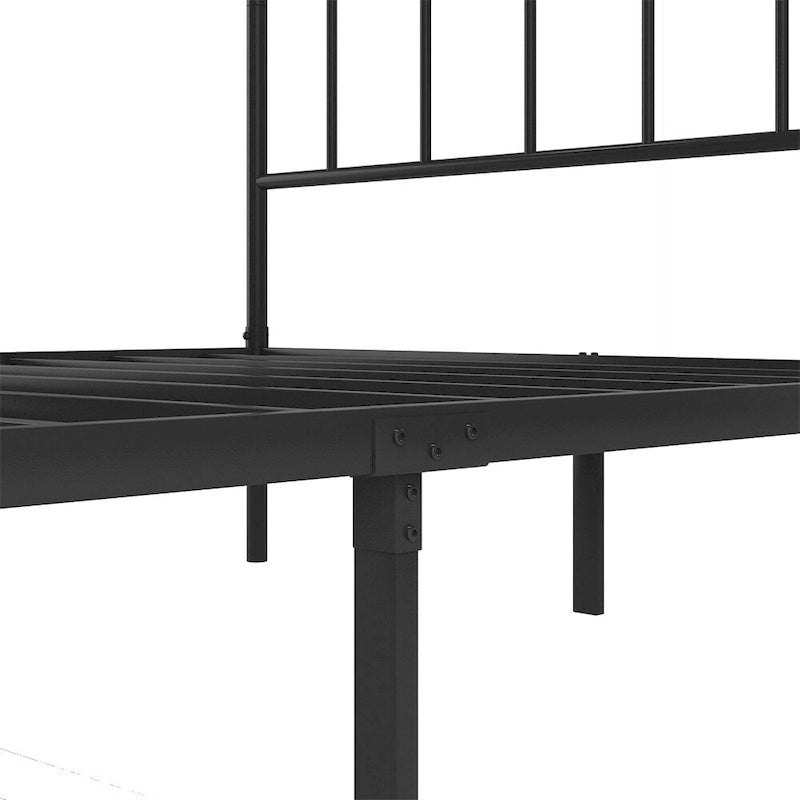 Metalowa Rama Łóżka Platformowego Queen Size z Zagłówkiem, Nie Wymaga Sprężyn Skrzyniowych