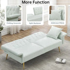 Futon Sofa Rozkładana, Sofa Składana ze Sztucznej Skóry, Rozkładana Kanapa z Regulowanymi Podłokietnikami do Małych Przestrzeni