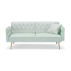 Futon Sofa Rozkładana, Sofa Składana ze Sztucznej Skóry, Rozkładana Kanapa z Regulowanymi Podłokietnikami do Małych Przestrzeni