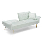 Futon Sofa Rozkładana, Sofa Składana ze Sztucznej Skóry, Rozkładana Kanapa z Regulowanymi Podłokietnikami do Małych Przestrzeni