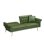 Futon Sofa Rozkładana, Sofa Składana ze Sztucznej Skóry, Rozkładana Kanapa z Regulowanymi Podłokietnikami do Małych Przestrzeni