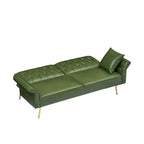 Futon Sofa Rozkładana, Sofa Składana ze Sztucznej Skóry, Rozkładana Kanapa z Regulowanymi Podłokietnikami do Małych Przestrzeni