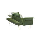 Futon Sofa Rozkładana, Sofa Składana ze Sztucznej Skóry, Rozkładana Kanapa z Regulowanymi Podłokietnikami do Małych Przestrzeni