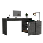 Biurko narożne w kształcie litery L do biura, salonu, mieszkania, przydymiony dąb